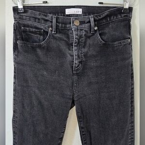 Loft | Washed Black Straight Crop Raw Hem Jeans Size 6/28